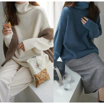 유니클로 대체 여성 니트 폴라티 터틀넥 오버 루즈 핏 무지 심플 목폴라 연예인 드라마