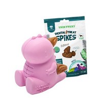 네추라너리쉬 강아지 노즈워크 장난감 미니공룡 핑크 + 덴탈 트릿 간식 리필 32p 세트, 1세트, 닭고기맛
