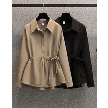 마롱패션 빅사이즈 허리 벨트 루즈핏 자켓 블라우스 여성