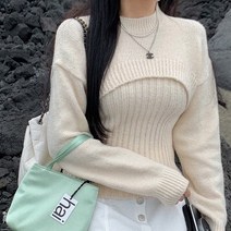 [랜덤플레이] 페미닌 볼레로 골지 니트 세트