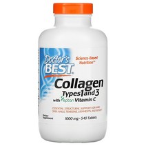 닥터스베스트 콜라겐 타입 1 앤 3 1000mg 펩탄 비타민C 함유 540정 Non GMO, 1개