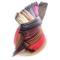 스킬땋기 붙임머리 18인치 50가닥 / 특수컬러 전문가용 인모 땋기 붙임머리 미용재료 슬림땋기 옴브레 브릿지 발레아쥬 투톤 헤어피스 인모피스 붙임머리학원 실습 재료, #C2(특수컬러)