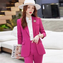 꽃소담 여성 정장세트 원버튼 카라 자켓 슬림핏 팬츠 투피스