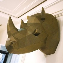 벽장식소품 3d 종이 모델 rhinoceros rhino head papercraft 동물 홈 장식 벽 장식 퍼즐 교육 diy 장난감 선물 어린이, 하마