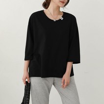 시크루즈 효츄 U넥 라벨 포인트 티셔츠_BDTE401