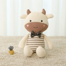 베베라온 오가닉 봉제인형 신생아 아기 유아 선물 소 송아지 애착인형 송이S, 기본포장