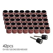 사포 그라인더 날 부품 42pcs 손톱 샌딩 밴드 슬리브 드럼 키트 3.2mm 미니, 중국, 그릿 120, 42 개 10mm