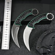 공구 MilBr M27 Karambit 클로 나이프 DC53 블레이드 G10 핸들 전술 포켓 고정 낚시 EDC 생존 도구, 01 silver blade