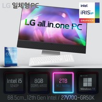 LG 일체형PC(12세대) 27V70Q-GR50K [이벤트 한컴오피스 증정], 27V70Q-GR50K 램8GB + SSD2TB