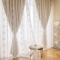 Modlauna 웨딩스타일 레이스 이중 차광 커튼 1P