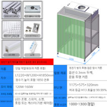 크린 부스 정전기 방지 메인보드 그래픽카드 작업 DIY, 1220x1200x1850mm