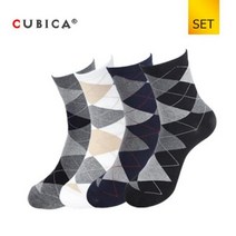아가일 체크 중목 남성양말 4족세트 SCS083, 아이보리4족/OneSize