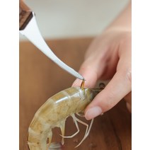 스텐주방칼 새우손질 등 신기 2in1 새우탈착기 창자 가다 새우칼 선 바늘 공구용칼 4897296262, 브라운, 60 °이하 8cm 9mm