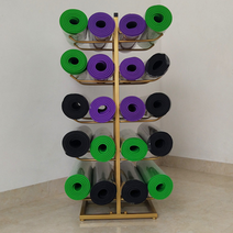 폼롤러 거치대 홈트 요가 필라테스 매트 랙 롤 보관대, 블랙 [20 개 수납 가능]