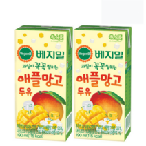 정식품 베지밀 과일이 꼭꼭 씹히는 애플망고 두유 190ml 32팩 고칼슘 건강한 음료 간식 사무실 회사 부모님 대용식 병원 환자용 식사