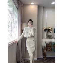 수입보세 고급 트위드 재킷 투피스 세트 하이퀄리티 럭셔리 크롭자켓 원피스 명품스타일 치마 정장 여자면접