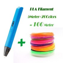 RP800A 3D 펜 전문 3D 프린팅 펜 OLED 디스플레이 드로잉 세트 펜 낙서 미술 공예 선물 만들기 교육 장난감, 중국, 영국, 파란색 100M 추가