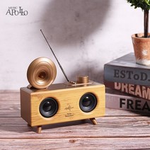 명품스피커 블루투스 가성비 감성 우드 레트로 미니 나무 곡물 레트로 블루투스 스피커 크리 에이 티브 휴, 02 yellow