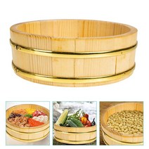 초밥통 스시통 쌀 스시 그릇 나무 통 통 믹싱 서빙 그릇 냉각 찜 만들기, 밝은 갈색22x22x6.5