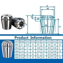 절삭공구홀더 스프링 콜렛 ER 척 CNC 밀링 선반 공구 거치대, 39 ER25 100mm