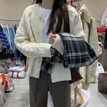 꼬임니트 진주 단추 니트 카디 건 여성 빈티지 수 놓은 스웨터 공 넥 탑 느슨한 달콤한 봄가 코트