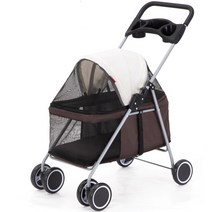 JL 원터치 폴딩 강아지 고양이 유모차, 브라운