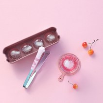 아름다운공간 국내제작 실리콘 라인 아이스볼 얼음몰드 4구(6color), 핑크