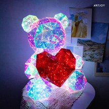 아트조이 LED 홀로그램 무드등 테디베어 화이트데이 생일선물 하트 곰돌이 (레드), 하트 곰돌이 (레드) 무드등