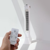 [LIFE] 화이트 슬림형 타워팬 / 날개없는선풍기 타워선풍기 이동식손잡이 좌우회전, 리모컨 디지털 타워팬, 1개