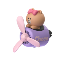 곰돌이 브라우니 차량용 방향제 선풍기 자동차 악세사리 인테리어 장식, (라인 초코(보라색)