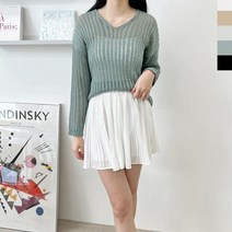 [JS] ABB 1021 여자브이넥그물니트티 ( JS 92000EA )