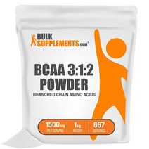 벌크서플리먼트.com BCAA 3:1:2 분지쇄 아미노산 셔플리먼트 파우더 500g, 1.1 Pound (Pack of 1)