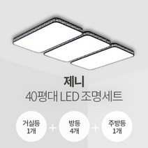 제니 40평대 LED조명 세트 (거실1+방4+주방1/삼성칩/KC인증), 색상:블랙