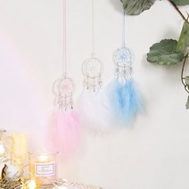 와우숍 차량용 드림캐쳐 파스텔 깃털 드림캐쳐, 차량용 파스텔 깃털 드림캐쳐 완성품_화이트