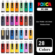 목공마카펜 나무용마커펜 Uni Posca 아크릴 페인트 펜 세트 바위 공예용 페인팅 드로잉 마커 세라믹 유리, 13 PC-5M 28Colors