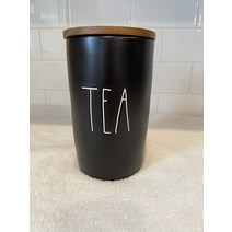 Magenta Rae Dunn TEA 캐니스터 나무 뚜껑 포함 - 블랙