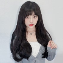 뿌이뿌이가발 여신 웨이브 피스 붙임머리 부분가발 똑딱이 여자 긴머리 헤어, 자연블랙, 1세트