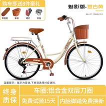 클래식 바구니달린자전거 자전거 여성용 옛날자전거 바구니, 26인치, F