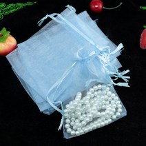 웨딩 크리스마스 생일 선물 포장에 대 한 50 개/몫 Organza 가방 쥬얼리 Tulle Drawstring, [03] 9x12cm, [10] Sky Blue