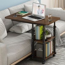 이동식 리프트 책상 침대 옆 테이블 침대 책상 테이블, 브러쉬드 블랙 오크 60x40CM