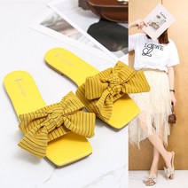 Baiwife 빅사이즈 슬리퍼 여 패션리본 플랫 일자 끌림 비치 샌들