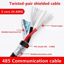 5 m 26AWG 24AWG 2 코어 4 코어 6 코어 8 코어 485 통신 신호 와이어 RVSP 주석 도금 구리 연선 차폐 와이, 03 4 Core 26AWG 5M GRAY