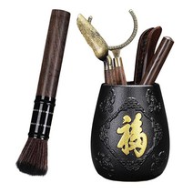 6Pcs 나무 다도 미술 액세서리 차 만들기 도구 차 신사 세트 차 클립 컬렉션 디스플레이 수집 가정용 야외, 8cmx8cmx19cm, 목재, 스타일 B, 6개