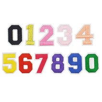 힘찬쇼핑_ 깔끔 와펜 패치 옷에 붙이는 열 스티커 컬러 숫자 10개 빈티지 번호 자수 와팬 붙이기 가방 의류 접착 리폼 옷수선 꾸미기 부착물, 노랑