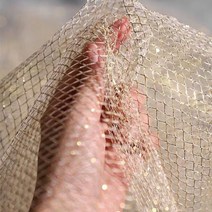 절반 야드 하드 얇은 명주 그물 패브릭 투명 체크 무늬 황금 실버 의류 메쉬 천으로 DIY 봉제, golden
