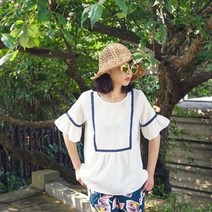 [바보사랑] 포인트 자수 러플 소매 블라우스n705