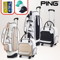 핑 여성 골프백세트 바퀴형 캐디백 여자 휠 보스턴백 세트 PING SC W2, 베이지