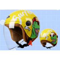 주니어헬멧 스쿠터헬멧 헤드둘레 최대55cm 하프헬멧 사계절 오토바이헬멧 SHM2105002H, 옐로우-티로노