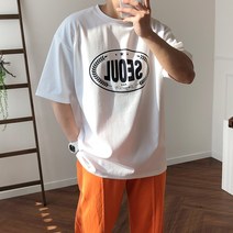 오버핏 레트로 서울 옆 트임 반팔티셔츠 4color
