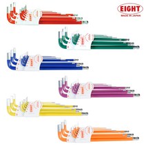 에이트 컬러볼렌치세트 롱타입 TLC-S9N (1.5-10mm)9P 육각렌치 L렌치, 초록